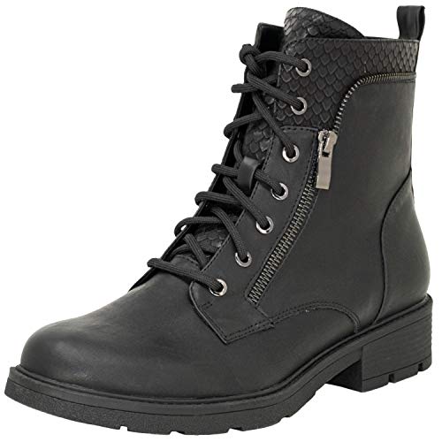 Fitters Footwear That Fits Damen Stiefelette Perunscha PU Schnürstiefelette mit Reißverschluss Übergröße (schwarz, numeric_44) von Fitters Footwear That Fits