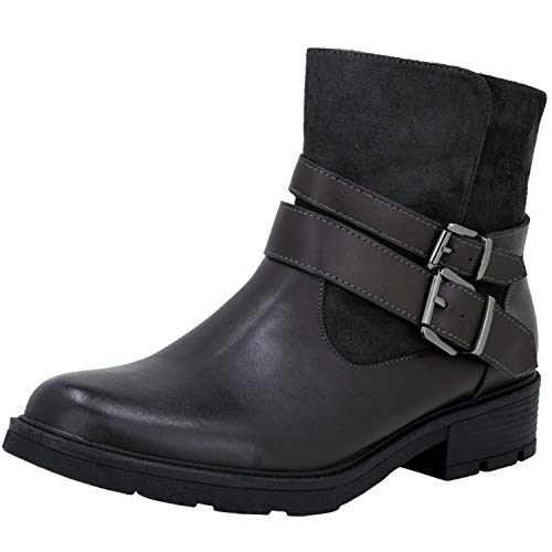 Fitters Footwear That Fits Damen Stiefelette Laia PU Bikerstiefelette mit Reißverschluss Übergröße (43 EU, grau) von Fitters Footwear That Fits