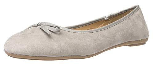 Fitters Footwear That Fits Damen Ballerina Helen Microfibre modische Basic Ballerinas mit Schleife Übergröße (43 EU, hellgrau) von Fitters Footwear That Fits