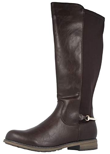 Fitters Footwear That Fits Damen Stiefel Maja PU Stiefel klassisch elastisch Reiterlook Übergröße (42 EU, braun) von Fitters Footwear That Fits