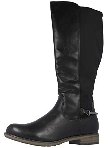 Fitters Footwear That Fits Damen Stiefel Maja PU Stiefel klassisch elastisch Reiterlook Übergröße (43 EU, schwarz) von Fitters Footwear That Fits