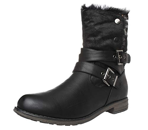 Fitters Footwear That Fits Damen Stiefelette Nicole Synthetik Stiefelette warm gefüttert Übergröße (43 EU, schwarz) von Fitters Footwear That Fits