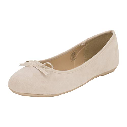 Fitters Footwear That Fits Damen Ballerina Helen Microfibre modische Basic Ballerinas mit Schleife Übergröße (44 EU, beige) von Fitters Footwear That Fits