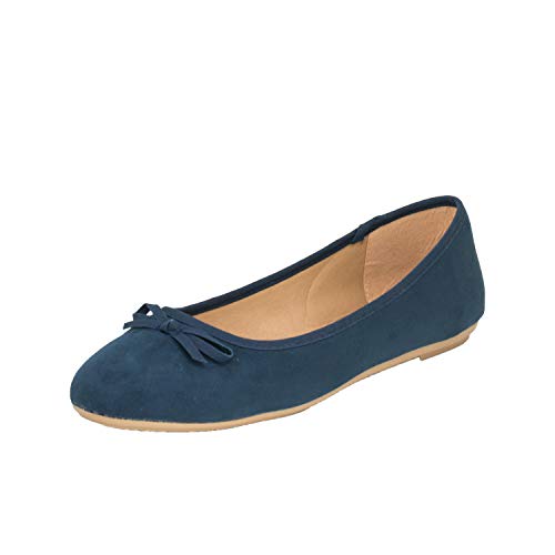 Fitters Footwear That Fits Damen Ballerina Helen Microfibre modische Basic Ballerinas mit Schleife Übergröße (42 EU, dunkelblau) von Fitters Footwear That Fits