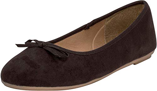 Fitters Footwear That Fits Damen Ballerina Helen Microfibre modische Basic Ballerinas mit Schleife Übergröße (44 EU, schwarz) von Fitters Footwear That Fits