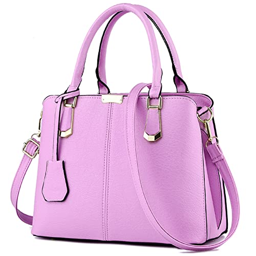 FiveloveTwo Damen Elegant PU Leder Schultertasche Shopper Top-Griff Tragetaschen Umhängetasche Große Handtasche und Geldbörsen Lila von FiveloveTwo