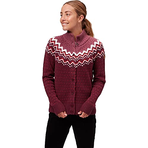 FJALLRAVEN Damen Övik Knit W Cardigan, Dark Garnet, M von Fjäll Räven