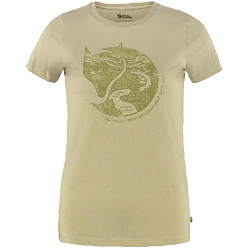 FJALLRAVEN Damen Arctic Fox Print W T-Shirt, Sandfarben, XS von Fjäll Räven