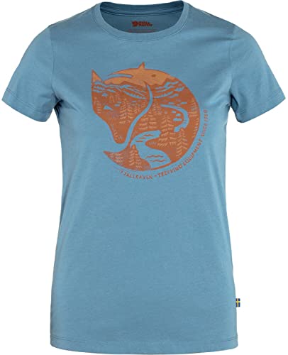 FJALLRAVEN Damen Arctic Fox Print W T-Shirt mit kurzen Ärmeln, Dawn Blue-Terracotta Brown, XL von Fjäll Räven