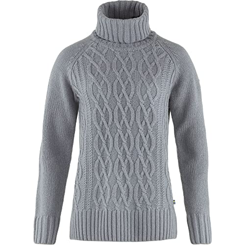 FJALLRAVEN Damen Övik Kabel Knit Roller Neck W Pullover, grau (Flint Grey), XL von Fjäll Räven