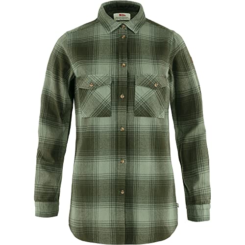 FJALLRAVEN Damen Övik Twill Shirt Ls W Langarmshirt, Deep Forest-Patina Green, S von Fjäll Räven