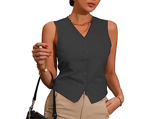 Fjnbbiot Damen-Anzugweste, Weiß, V-Ausschnitt, Elegante Weste, Knöpfe, Formelle Business-Büroweste Black L Fjnbbiot Damen-Anzugweste, Weiß, V-Ausschnitt, Elegante Weste, Knöpfe, Formelle Business-Büroweste Black L von Fjnbbiot
