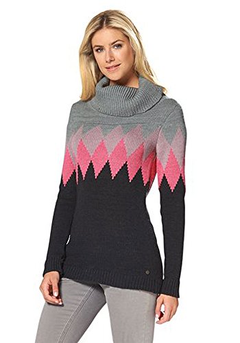 Flashlights Damen Strick Long Pullover Rollkragen Grau Rosa 36/38 von Flashlights