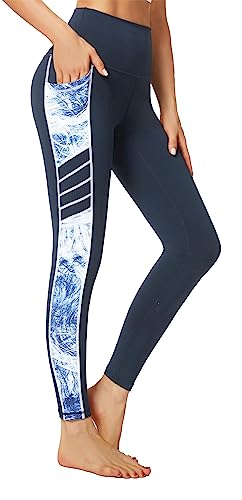 Flatik Sport Leggings Damen mit Taschen，Damen Blickdicht yogahose Sporthose Leggings Fitnesshose Sporthose Training Laufende Leggings L von Flatik