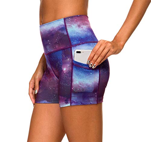 Flatik Sternenhafte Serie damen capri leggins Yoga Shorts atmungsaktiv sport leggings damen（Lila Sternenhimmel XS） von Flatik
