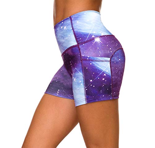 Flatik Sternenhafte Serie damen capri leggins Yoga Shorts atmungsaktiv sport leggings damen (Lila Graffiti S) von Flatik