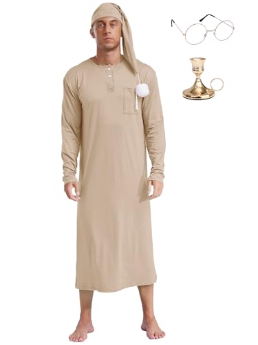 Fldy Herren Nachthemd Mit Schlafmütze Und Brille Und Kerzenhalter 4-teiliges Set Herrenkostüm Pyjama Party Fasching Muslim Schlafanzug Champagne L Fldy Herren Nachthemd Mit Schlafmütze Und Brille Und Kerzenhalter 4-teiliges Set Herrenkostüm Pyjama Party Fasching Muslim Schlafanzug Champagne L von Fldy