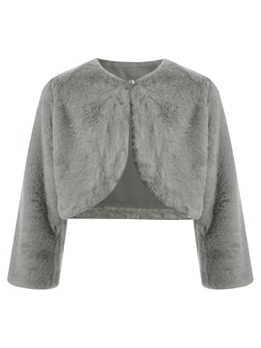 Fldy Mädchen Kunstpelz Bolero Jacke Festliche Warme Blumenmädchen Jäckchen Für Hochzeit Party Abendkleid Grau 104-116 Fldy Mädchen Kunstpelz Bolero Jacke Festliche Warme Blumenmädchen Jäckchen Für Hochzeit Party Abendkleid Grau 104-116 von Fldy