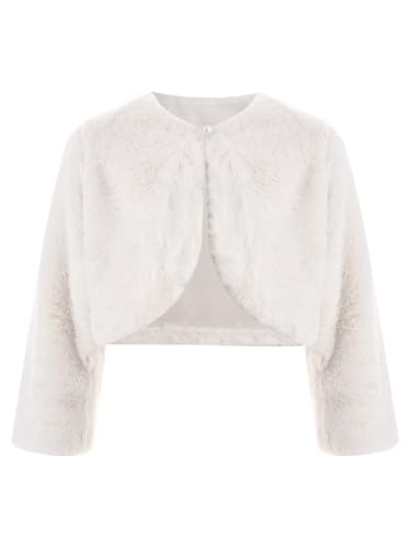 Fldy Mädchen Kunstpelz Bolero Jacke Festliche Warme Blumenmädchen Jäckchen Für Hochzeit Party Abendkleid Weiß 122-134 Fldy Mädchen Kunstpelz Bolero Jacke Festliche Warme Blumenmädchen Jäckchen Für Hochzeit Party Abendkleid Weiß 122-134 von Fldy
