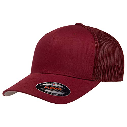 Flexfit Unisex-Erwachsene Mesh Fitted Trucker-Mütze, Cranberry, Einheitsgröße von Flexfit