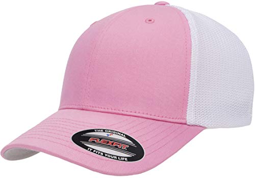 Flexfit Unisex-Erwachsene Trucker Mesh Fitted Cap Verschluss, Pink/Weiß, Einheitsgröße von Flexfit