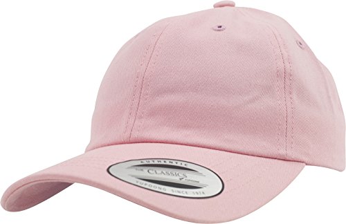 Yupoong Flexfit Low Profile Cotton Twill Unisex Dad Hat Cap für Damen und Herren, 6 Panel Baseball Cap unstructured mit Messingverschluss, pink, One Size von Flexfit