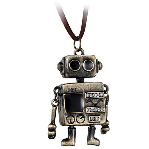 Flongo Roboter Kette wall e anhänger Legierung Samtseil Halskette Gold Braun süße Alien Geschenk zum Geburtstag für Kinder Jungen charms günstig Verstellbaren 80CM Kette Herren Damen von Flongo