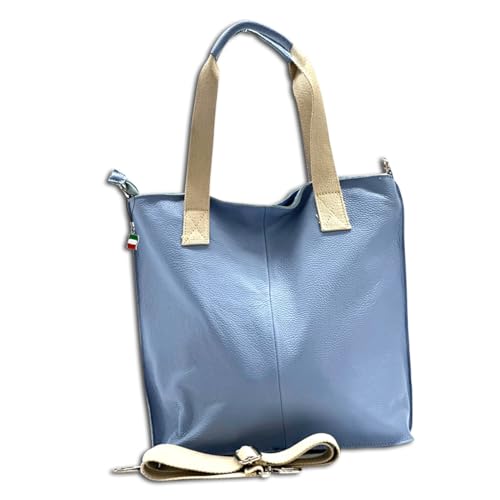 Florence Echtleder Umhängetasche Damen hellblau Shopper Schultertasche OTF161H Leder Schultertasche von FlorenceLeather