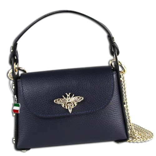 Florence Umhängetasche Biene Damen Handtasche Echtleder dunkelblau OTF817B Leder Umhängetasche von FlorenceLeather