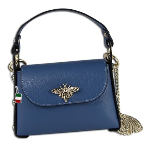 Florence Umhängetasche Biene Damen Handtasche Echtleder jeansblau OTF817F Leder Umhängetasche von FlorenceLeather