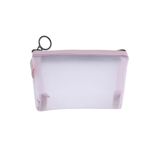 Flybloom Mini-Reißverschluss-Netztaschen, Transparent, Für Make-Up, Lippenstift, Kosmetik, Münzen, Organizer, Reisen, Zuhause, Aufbewahrungstasche (Rosa) von Flybloom