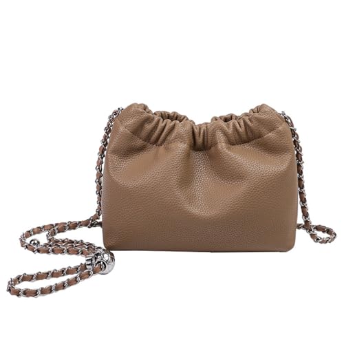 Flybloom Vielseitige Damen-Kettentasche, Weiche, Wolkenförmige Knödel-Clutch, Abnehmbare Umhängetasche Mit Kette (Kaffeefarbe) von Flybloom