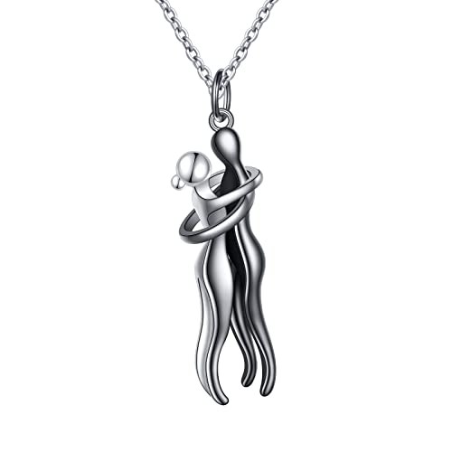 Flyow Umarmung Paar Halskette 925 Sterling Silber Umarmungs-Halskette Geschenke zum Jahrestag Für Sie und Ihn Herren Damen von Flyow