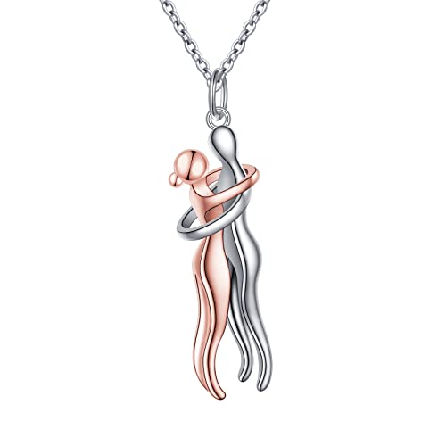 Flyow Umarmung Paar Halskette 925 Sterling Silber Rose Gold Umarmungs-Halskette Geschenke zum Jahrestag Für Sie und Ihn Herren Damen von Flyow