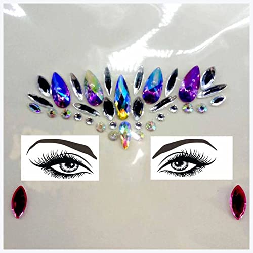 Doppel augenlid aufkleber Neue Acrylharz-Bohrstab Bindi-Aufkleber Handgepickt Böhmen und Tribal-Stil Gesichts- und Augenjuwelen Stirnstufe Bühne Dekor Aufkleber Eyeliner aufkleber (Size : 2) von FnnEmg