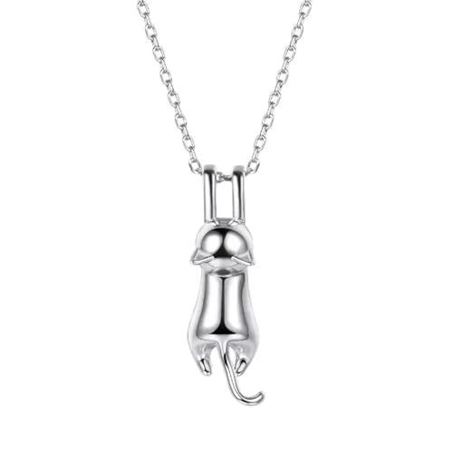 Halskette Ketten Schmuck Herren Frauen Anhänger Necklace 925 Einfache Katze/Kätzchen Anhänger Und Kette Damenschmuck Halskette Silber von Focisa