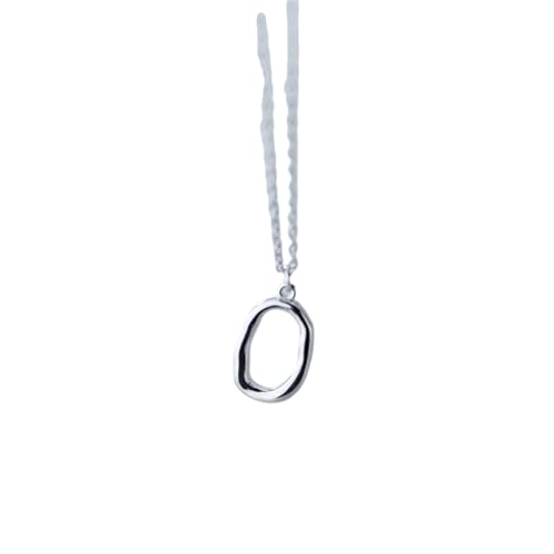 Halskette Ketten Schmuck Herren Frauen Anhänger Necklace 925 Geometrische Schlüsselbeinkette Für Frauen Einfacher Hohler Unregelmäßiger Ovaler Kurzer Halskettenanhänger Schmuck von Focisa