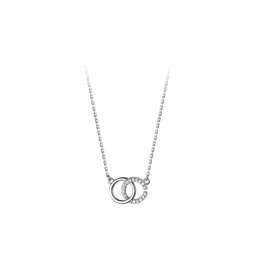 Halskette Ketten Schmuck Herren Frauen Anhänger Necklace 925 Halskette Für Frauen Elegante Schlüsselbeinkette Doppelkreis Halskette Anhänger Mode Feiner Schmuck Silber von Focisa