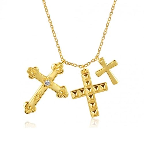 Halskette Ketten Schmuck Herren Frauen Anhänger Necklace 925 Kreuzanhänger Halskette Frauen Kreuz Halskette Personalisierter Schmuck Gold von Focisa