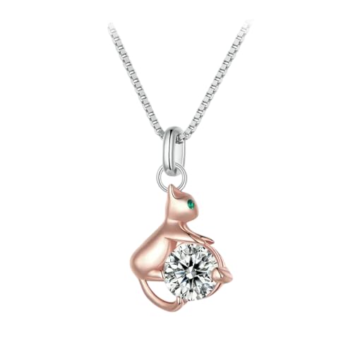 Halskette Ketten Schmuck Herren Frauen Anhänger Necklace 925 Niedliche Katze Anhänger Halskette Halskette Pave Damen von Focisa