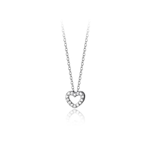 Halskette Ketten Schmuck Herren Frauen Anhänger Necklace Anhänger 925 Herzförmige Halskette Für Frauen Hohles Süßes Temperament Schlüsselbeinkette Luxus Haute Joaillerie Silber von Focisa