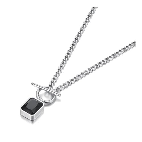 Halskette Ketten Schmuck Herren Frauen Anhänger Necklace Geometrischer Anhänger Halskette Mode Damen Halskette Exquisite Stilvolle Halskette N21267P-Schwarz von Focisa