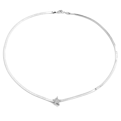 Halskette Ketten Schmuck Herren Frauen Anhänger Necklace Herz Star Design Mode Schmuck Halskette, 2,5 Mm Halskette Silverstar von Focisa