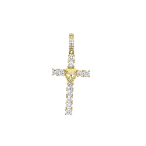 Halskette Ketten Schmuck Herren Frauen Anhänger Necklace Hip Hop Männer Jungen Mode Kreuz Anhänger Halskette Mit Seil Kette Charm Schmuck Gold-Farbe von Focisa