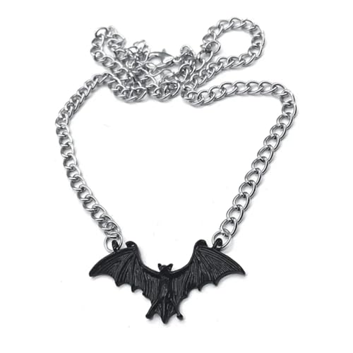 Halskette Ketten Schmuck Herren Frauen Anhänger Necklace Rock Hip Hop Gothic Retro Punk Fledermaus Anhänger Halskette Frauen Männer Party Schwarz von Focisa