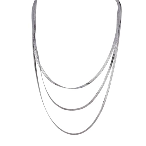 Halskette Ketten Schmuck Herren Frauen Anhänger Necklace Schlangenkette Stapel Halskette Schmuck Hochwertige Geometrische Choker Halskette Stahl von Focisa