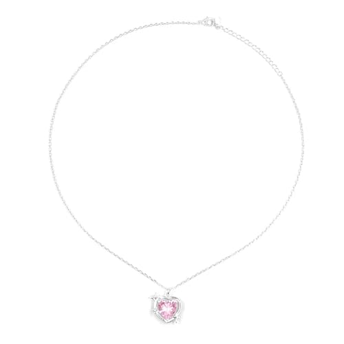 Halskette Ketten Schmuck Herren Frauen Anhänger Necklace Süßer Niedlicher Stern Rosa Herzform Anhänger Mädchen Mode S925 Schlüsselbeinkette Frauen Halskette Schmuck von Focisa