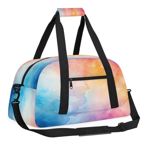 Sporttasche mit Reißverschlusstasche vorne für Schule, Übung oder Übernachtung, Reisen, Wochenendübernachtung, Tragetasche, Abstrakte Aquarellfarbe, 18.9"L x 8.7"W x 7"10.6"H Sporttasche mit Reißverschlusstasche vorne für Schule, Übung oder Übernachtung, Reisen, Wochenendübernachtung, Tragetasche, Abstrakte Aquarellfarbe, 18.9"L x 8.7"W x 7"10.6"H von Foerrkelg