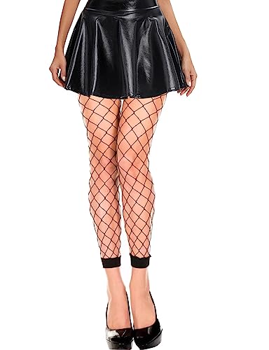 Damen Footless Fischnetz Strumpfhosen Hoch tailliert Netzstrümpfe Ohne Zehen Strumpfhosen für Festspiele Cosplay Halloween,X-Large Netz von Fohevers