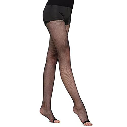 Fohevers Damen Netzstrümpfe mit offenem Zehenbereich, Fischnetzstrumpfhose, Zaunnetz, Leggings, Strumpfhose für Tanz, Offene Zehenpartie, schwarz, One size von Fohevers